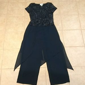 Christine V navy blue, 2pc, sequins pant set